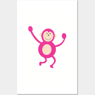 Cute Pink Dancing Monkey Posters and Art